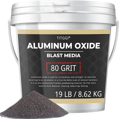 #80 Grit Aluminum Oxide Blast Media(19 LBS/8.6kg) - Premium Long-Lasting Sand Blasting Media, High Abrasive Force Sand Blaster Sand for Metal, Sandblasters, Blasting Cabinet, Blasting Guns - by TITGGI