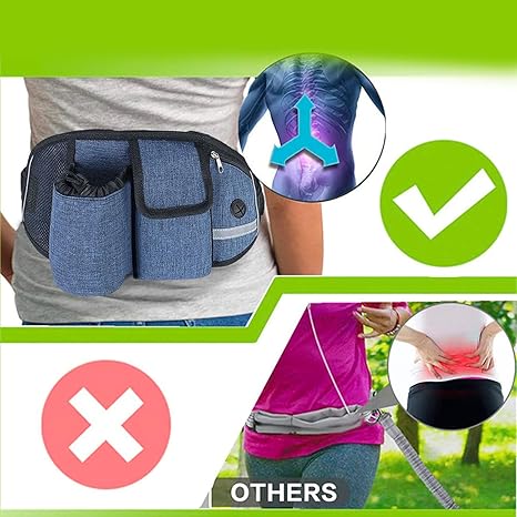 Waist Leash for Dog Walking - Hands Free Dog Leash with Multi Pouches, Wide Back Support Belt Bungee Dog Leash, Dog Waist Belt Leash for Walking, Running, Hiking, Training Leash (Black NO Leash)