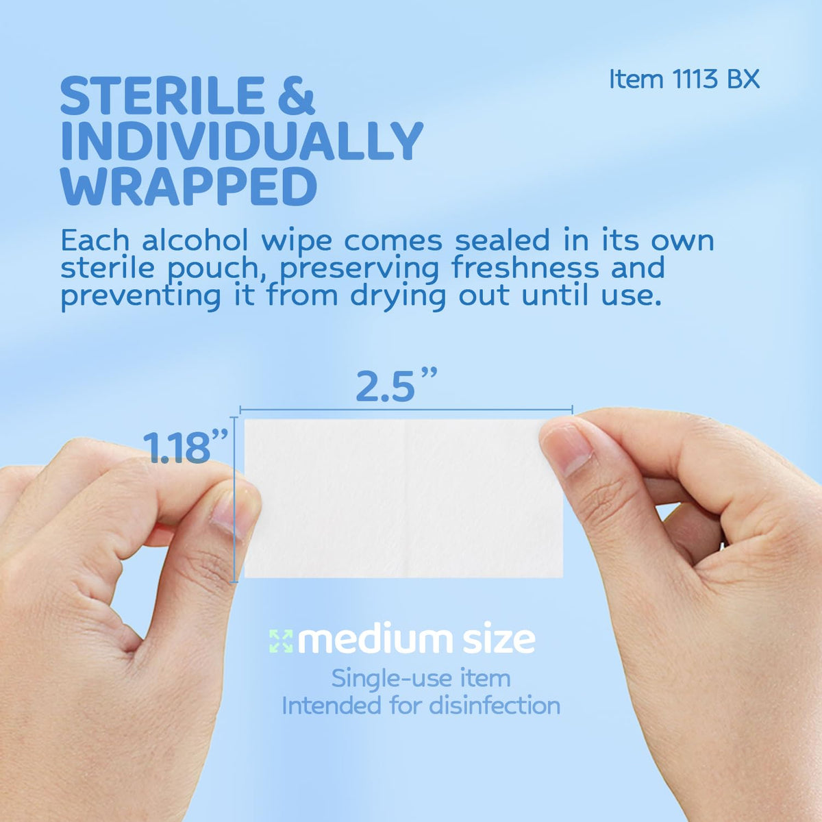 Dynarex DynaSafety Sterile Alcohol Prep Pads - Medium - 70% Isopropyl Alcohol, Individually Wrapped, Soft Cleaning Wipes - 170 per Box