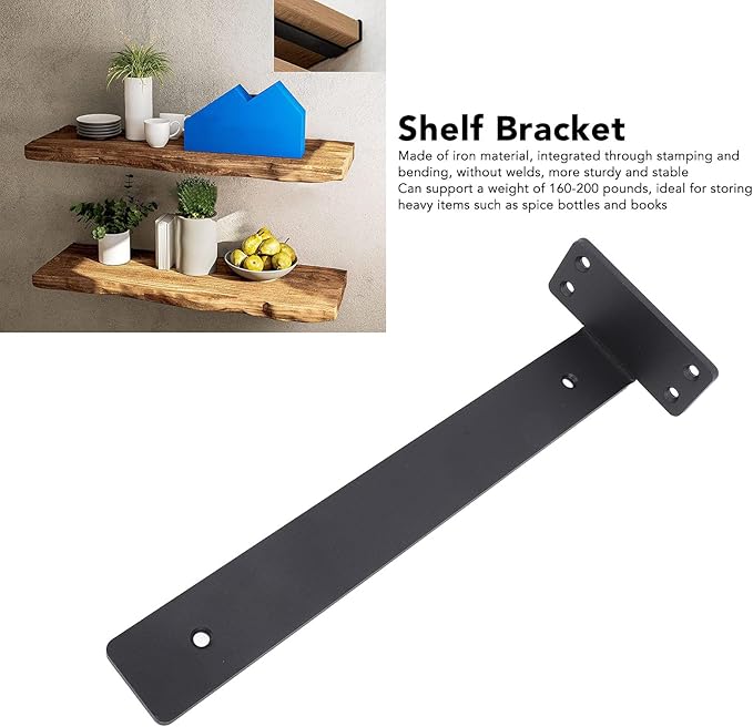 6Pcs Floating Shelf Bracket, 12 Inch 90¡ Bending Wall Shelf Bracket for Kitchen Study, High Load Bearing Capacity 1/5 Inch Thick Heavy Duty Industrial Shelf Bracket