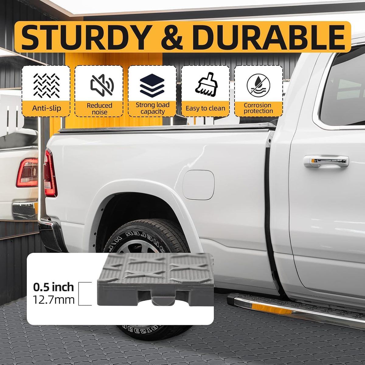 Heavy Duty PVC Interlocking Garage Floor Tiles - 60 Pack, 12"x12" (Covers 60 sq.ft) | Non-Slip Diamond Plate | Grey for Basement, Gym, Garage & Warehouse