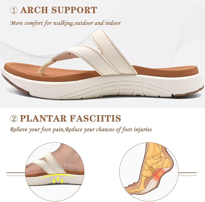 These COFACE flip flops feature memory foam cushioning, orthopedic arch support, and a lightweight design for all-day comfort.