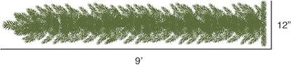 Vickerman 9' Flocked Alaskan Pine Artificial Christmas Garland, Clear Dura-lit Incandescent Mini Lights - Faux Pine Christmas Garland - Seasonal Indoor Home Decor