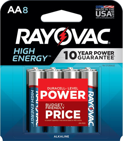 Rayovac High Energy AA Batteries (8 Pack), Double A Alkaline Batteries