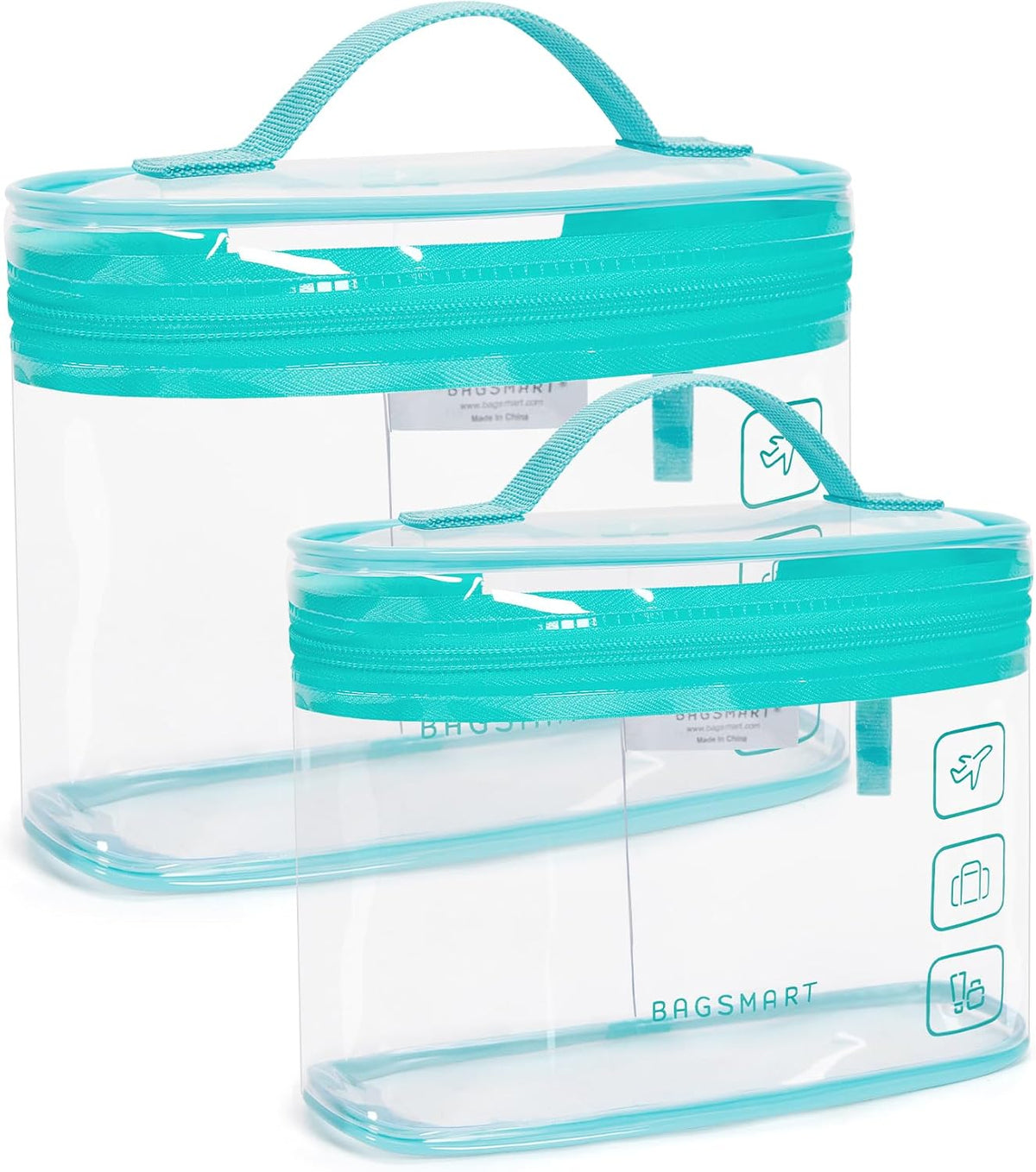 BAGSMART TSA Approved Toiletry Bag, 1 Pack Clear Makeup Cosmetic Bag Organizer, Quart Size Travel Bag for Toiletries, Carry-on Travel Accessories Essentials, Green-1pcs