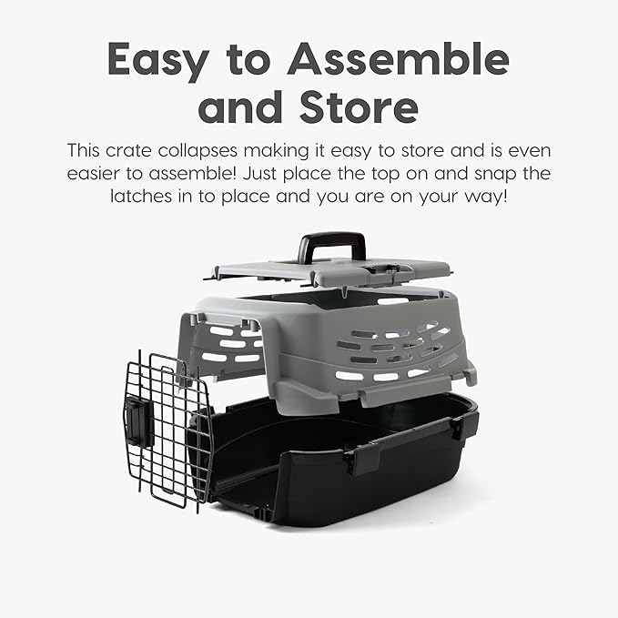 IRIS USA 23" Cat Carrier, Small Pet Carrier Hard, Dog Kennel with 2-Door Front and Top Access, Dog Carrier, up to 18 pounds, BlackGray