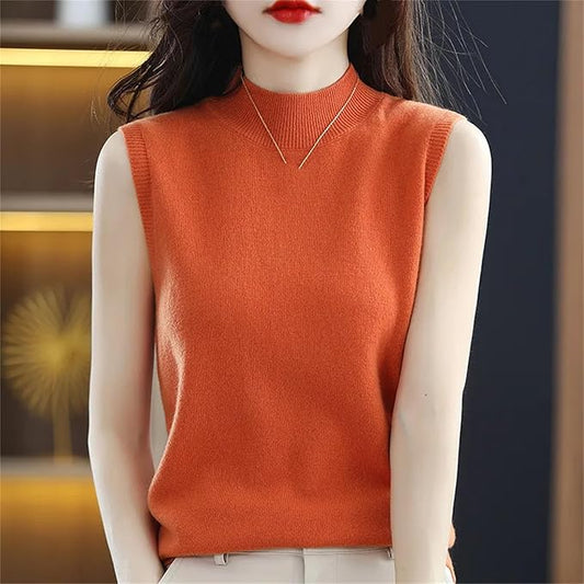 Women Knitted Cashmere vest Women Basic Solid Tank Tops Casual O-neck Slim Sweater Vest