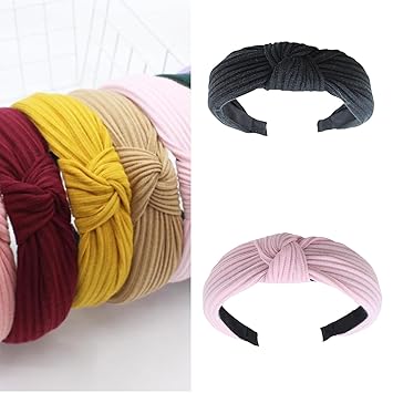 Knotted Headband for Women Fashion Knitted Fabric Hairhoop High Skull Wide Headband for Face Washing
