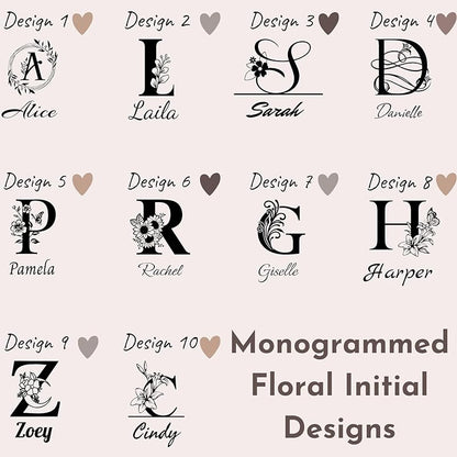 Personalized 40 oz Tumbler With Engraved Name, Custom Monogrammed Initial Thermos With Handle, Customized Birthday Gift Cup For Women, Bridesmaid Coffee Mug With Straw