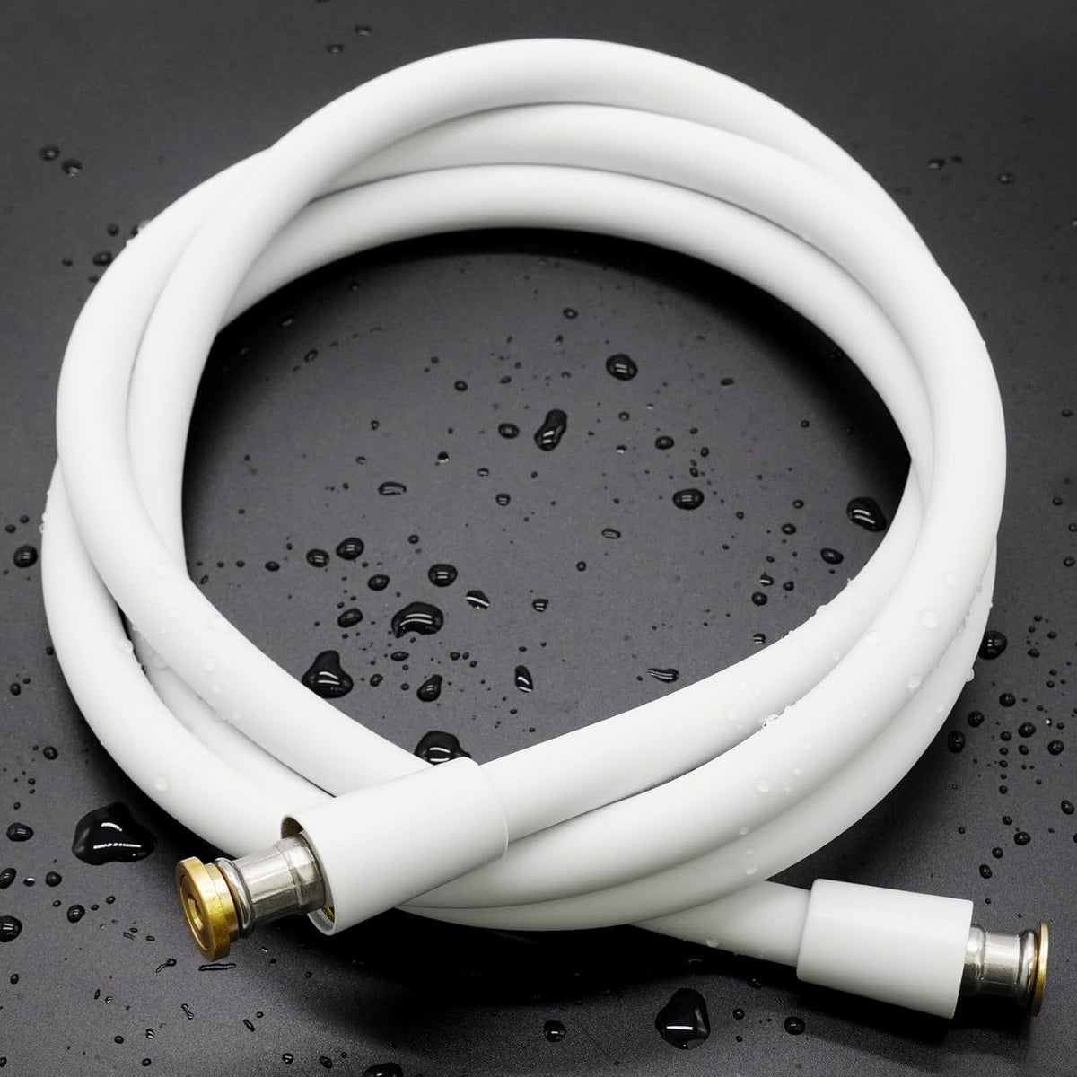 Silicone Shower Hose with Spare Washers, Anti-Kink Designed Replacement Handheld Shower Hose Extension for RV, Showerhead, Sprayer, Bidet, Pet Cleaning, 59 Inches, White