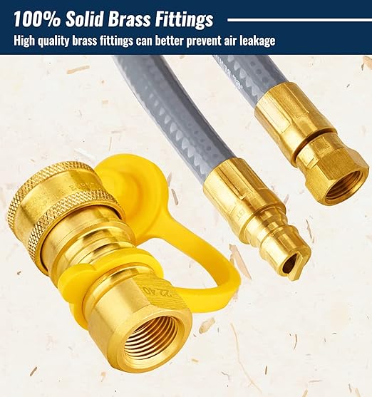 15 Feet 1/2 inch ID Natural Gas Grill Hose with Quick Connect Fittings, Natural Gas Line for Grill, Pizza Oven, Heater and More Low Pressure Appliance
