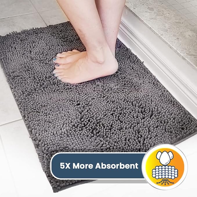 Muddy Mat Shown on TV Ai Super Absorbent Microfiber Dog Door Mat for Muddy Paws, Non-Slip Washable Pet Rug, Quick Dry Chenille Entryway Carpet, Machine Washable Indoor Outdoor mat, Grey 30"x19"