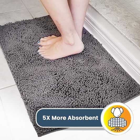 Muddy Mat Shown on TV Ai Super Absorbent Microfiber Dog Door Mat for Muddy Paws, Non-Slip Washable Pet Rug, Quick Dry Chenille Entryway Carpet, Machine Washable Indoor Outdoor mat, Grey 30"x19"