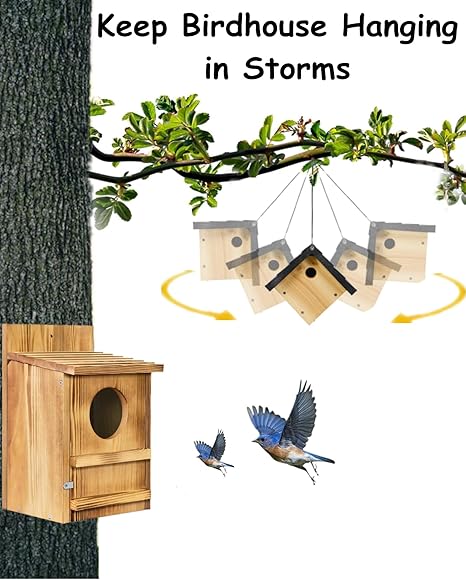 Quick Release Bird Box Hanger Bracket, GS Alderaul 4 Sets Galvanized Steel Bird House Mounting Bracket, Bluebird House Wall Mount, Bird Nesting Box Hanger for Owl House, Squirrel Nest Box, and More.