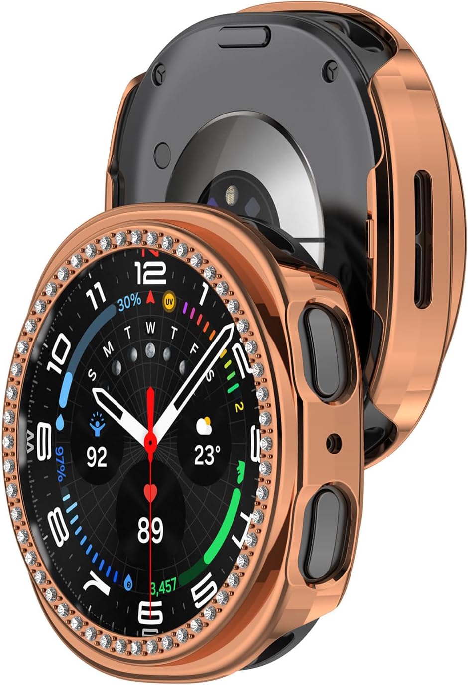 2 Packs for Galaxy Watch 8 Case 40mm, Bling Frame Protective Case Compatible for Samsung Galaxy Watch 8 (2 Packs, Rose Gold/Colorful)