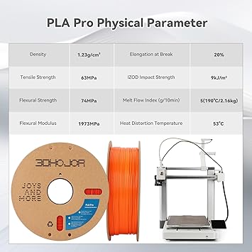 PLA Pro (PLA) Filament 1.75mm, 3D Printer Filament PLA Plus, Cardboard Spool 3D Printing Filament PLA , Dimensional Accuracy - 0.03 mm Orange,1kg