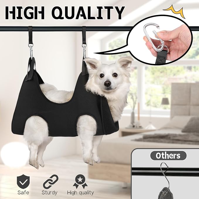 Supet Dog Grooming Hammock Harness for Dogs Cats, Relaxation Pet Nail Clipper Hammock, Restraint Dog & Small Animal Leashes Sling for Groomingk for Nail Trimming (Blue, S)