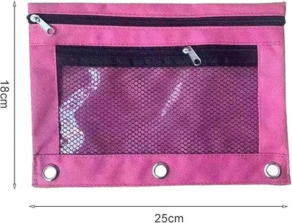 Backpack Pencil Pouch Tear-resistant Pencil Holder Mesh Windows Zippered Stationery Storage Bag for Pencils Large Capacity Durable Fabric Pouch Rose Red