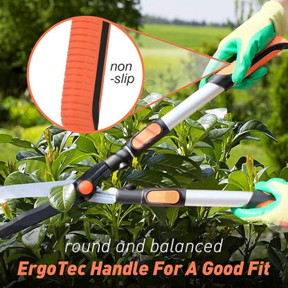 Colwelt Telescopic Hedge Shears 62cm to 80cm, Extendable Garden Hedge Clippers for Trimming Borders, Boxwood, and Bushes, Lightweight Garden Shears with Aluminum Handle, Carbon Steel Sharp Blades