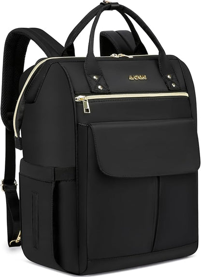 CAFELE Convertible Backpack for Women Men,School Backpacks for Teen Girls Boys,Large Wide Open Backpack with USB Charging Port, 17.3 Inch Work Laptop Backpack,Black(2321H-01)