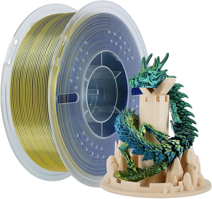 Kingroon PLA 3D Printer Filament, Silk PLA Filament, (1kg Silk Yellow Blue Green)