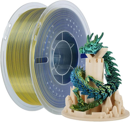 Kingroon PLA 3D Printer Filament, Silk PLA Filament, (1kg Silk Yellow Blue Green)