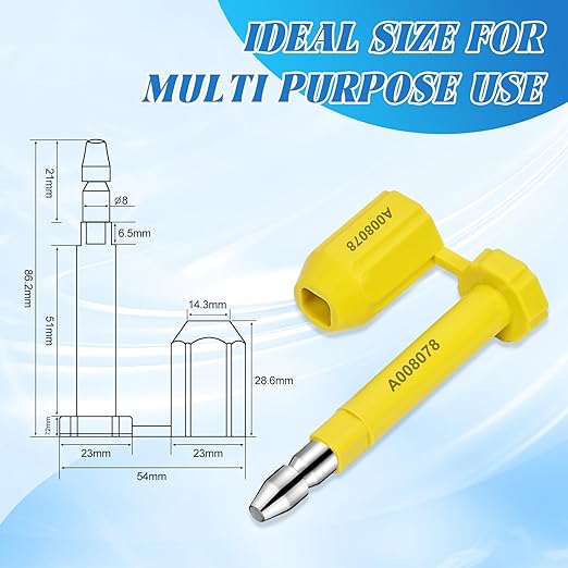 Bolt Seal 100pcs 0325901-032600 Shipping Seal with Print Progressive Numbering for Cargo Containers and Truck Trailers, Yellow