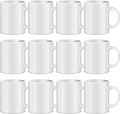 TANGLONG Sublimation Mugs Blank, Tazas Para Sublimacion, White Ceramic Sublimation Cups, Bulk Mugs for Coffee, Tea, Latte, Soup, Milk, Hot Cocoa 11 oz Set of 12