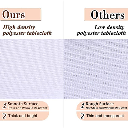 Kesfey 60 x102 inch White Rectangle Table Cloths 2 Packs Polyester Tablecloths High Density Washable Fabric Table Cover for 6 Foot Tables Wrinkle Resistant Tablecloth for Wedding Buffet Banquet Party