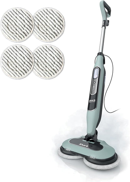 Shark Steam & Scrub Steam Mop, All-in-One Hard Floor Cleaner, Grey, S8001 LED Headlights, 4 Dirt Grip Soft Scrub Pads Included, XL Water Tank, Swivel Steering