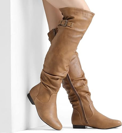 DREAM PAIRS Women's Suede Over The Knee Thigh High Winter Boots