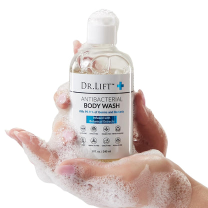 Antibacterial Body Wash, 8 oz (3-Pack) - Gentle & Effective Shower Gel - Made in America