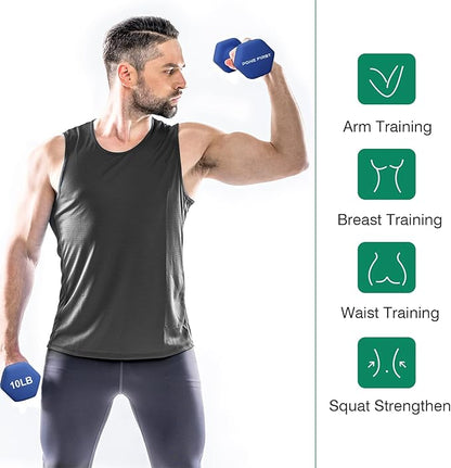 Pone First 10 lb Dumbbell Hand Weight (Single) – Neoprene Dumbbell Color Coded Hex Shaped Free Weights