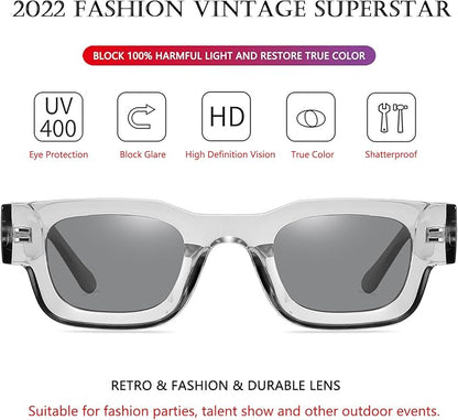 AIEYEZO Modern Thick Rectangle Sunglasses for Women Men Retro 90s Chunky Square Polarized Sunnies