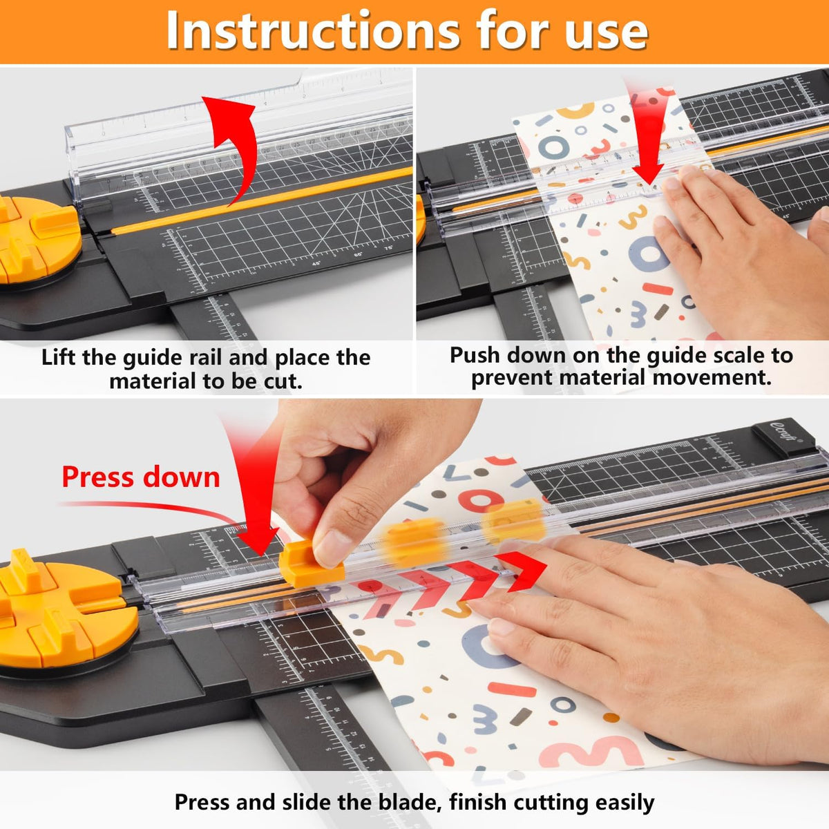 4-in-1 Paper Cutter - 12" Paper Trimmer Multi-Function Scrapbooking Tool with Straight, Wave, Perforated & Creasing Blades for Craft Paper,Cardstock, Coupon, Label, Photo,Postcard (Black)