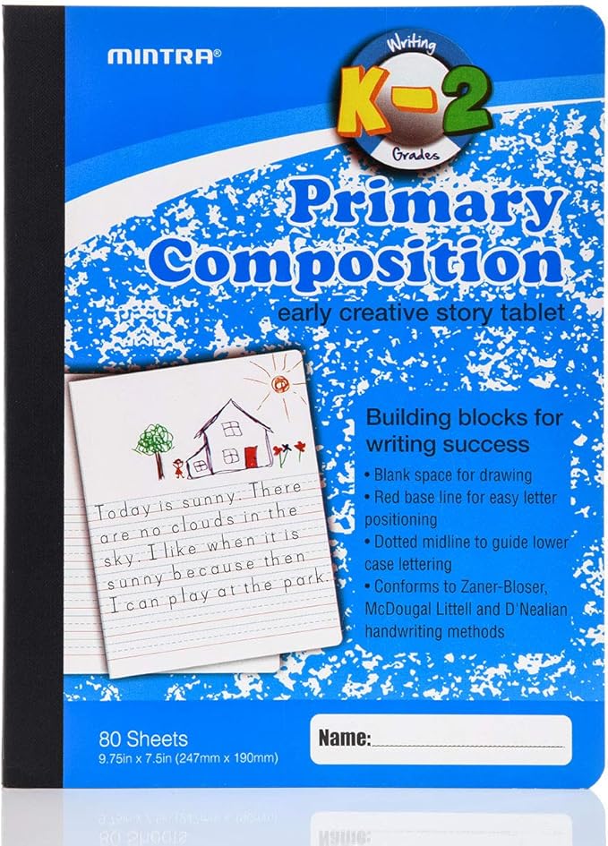 Mintra Office Primary Composition Books (4 Pack, Primary Ruled - Assorted)