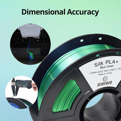 Silk Dual Color Pla Filament, Silk PLA 3D Printer Filament 1.75mm, Shiny Silk Texture, Dimensional Accuracy +/- 0.02mm, 1KG Spool (2.2 lbs), PLA Silk Dual Color (Blue Green)