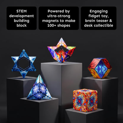 Shashibo Sensory Fidget Toy for Adults & Kids, Stress Relief Fidget Toy for Adults, Teens & Kids, Cool Fidget Toys for Desk, Classroom Must Have, Sensory Shape Shifting Cube, 100+ Possible Shapes