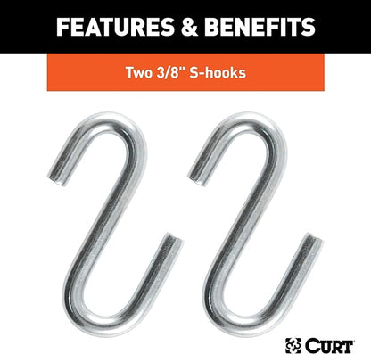 CURT 80010 48-Inch Trailer Safety Chain with 38-In S-Hooks, 2,000 lbs Break Strength