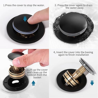 Stylish Matte Black Sink Drain for Comfort, Anti-Clogging Design, Easy Installation  Modern