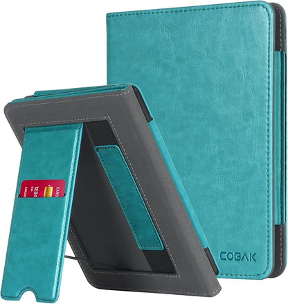 CoBak Case with Stand for Kindle Paperwhite - Durable PU Leather Cover with Auto Sleep Wake, Card Slot, Hand Strap Feature - Fits Kindle Paperwhite 11th Generation 6.8" Signature Edition 2021 Released (B-Sky Blue)