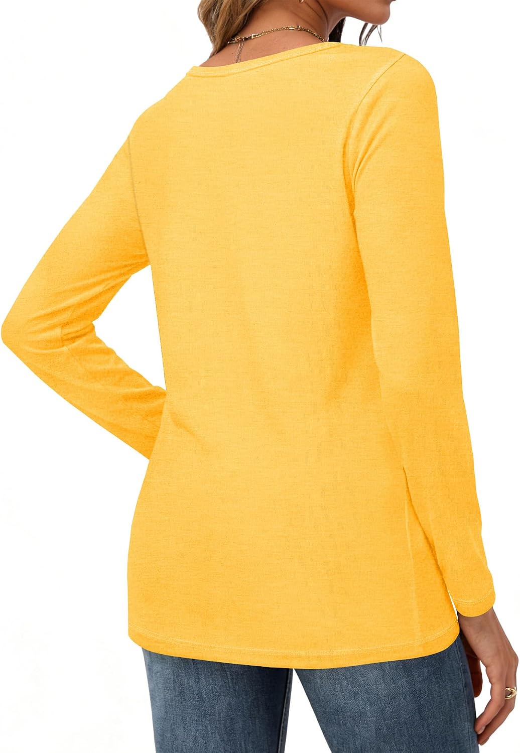 Very light yellow in color Women Long Sleeve Shirts Casual Dressy Soft Basic Tee Loose Fit Tunic Tops | Fall Tops, Soft & Breathable, Crew Neck, cotton, School Outfits, Teacher T-shirts, Winter Clothes, Solo or Layered, 2026