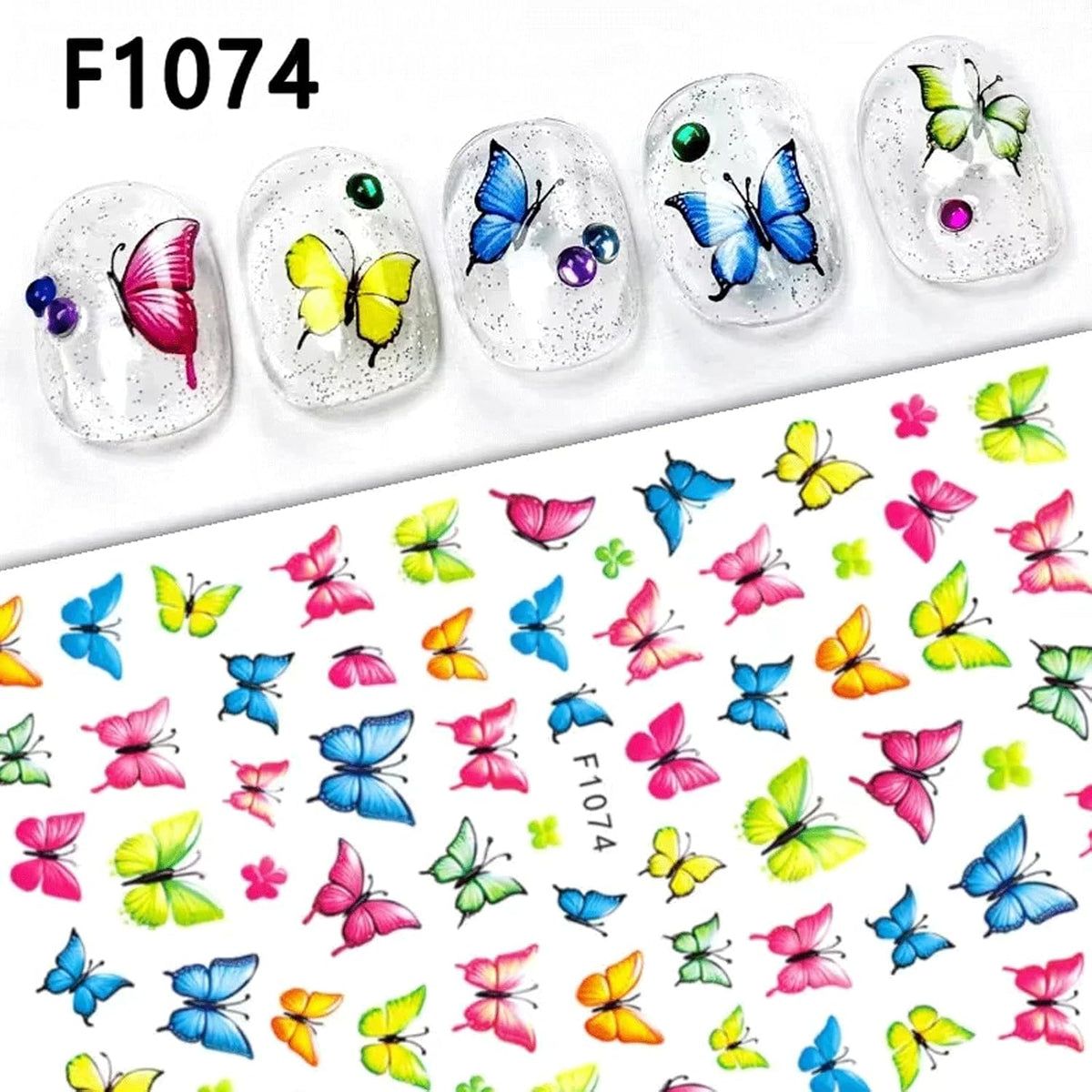 Yellow Bee and Butterfly 3D Self-Adhesive Nail Sticker Summer Fall Winter Nail Art Sticker for Women Girls Manicure Decor