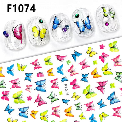 Yellow Bee and Butterfly 3D Self-Adhesive Nail Sticker Summer Fall Winter Nail Art Sticker for Women Girls Manicure Decor