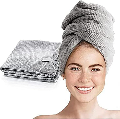 SUTERA - Silverthread Microfiber Hair Towel Wrap for Women Wet Styling Accessories Drying Super Absorbent Quick Dry Turban Curly, Long, Thick 1 Pack