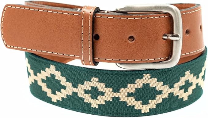 Handmade Woven Polo Belt - Guarda Pampas Design, Crafted from Full Grain Leather