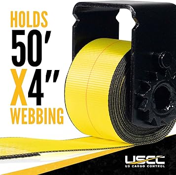 US Cargo Control Storable Sliding Winch for Flatbed Trailer (5-Pack), 4 Inch Winch Holds Up 50 Feet of Webbing, Tie-Down Winch Fits Sliding C Winch Track, 5,500 LBS Working Load Limit