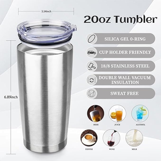2pack 20oz Insulated Tumblers with Lid Stainless Steel Double Wall Tumbler Travel Coffee Cups Powder Coated Tapered Metal Thermal Mug Indoor Outdoor for Hot and Cold Drinks (Fuchsia,2)