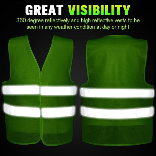JaGely High Visibility Safety Vest, Bulk Reflective Mesh Safety Vest for Men and Women, Work, Cycling, Runner, Neon