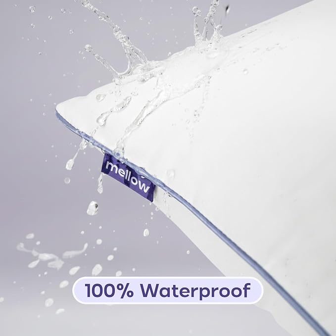 Mellow Hotel Pillow — King Size, Waterproof & Stain-Resistant Down-Alternative Bed Pillow, Hypoallergenic Oeko-TEX® Cover, Machine Washable, Stays Fluffy, Support for Side/Back/Stomach Sleepers